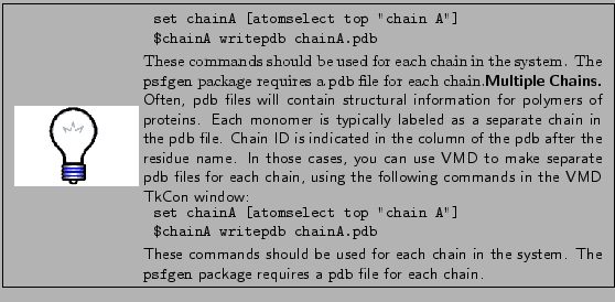 \framebox[\textwidth]{
\begin{minipage}{.2\textwidth}
\includegraphics[width=2...
...\tt psfgen} package requires a {\tt pdb} file for each chain.}
\end{minipage} }