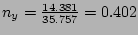 $n_y = \frac{14.381}{35.757} = 0.402$