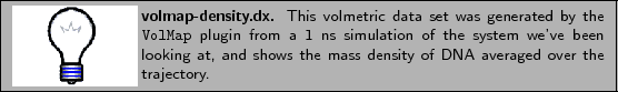 \framebox[\textwidth]{
\begin{minipage}{.2\textwidth}
\includegraphics[width=2...
...d shows the mass density of DNA averaged over the
trajectory.}
\end{minipage} }