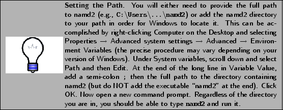 \framebox[\textwidth]{
\begin{minipage}{.2\textwidth}
\includegraphics[width=2...
...are in, you
should be able to type {\tt namd2} and run it.
}
\end{minipage} }